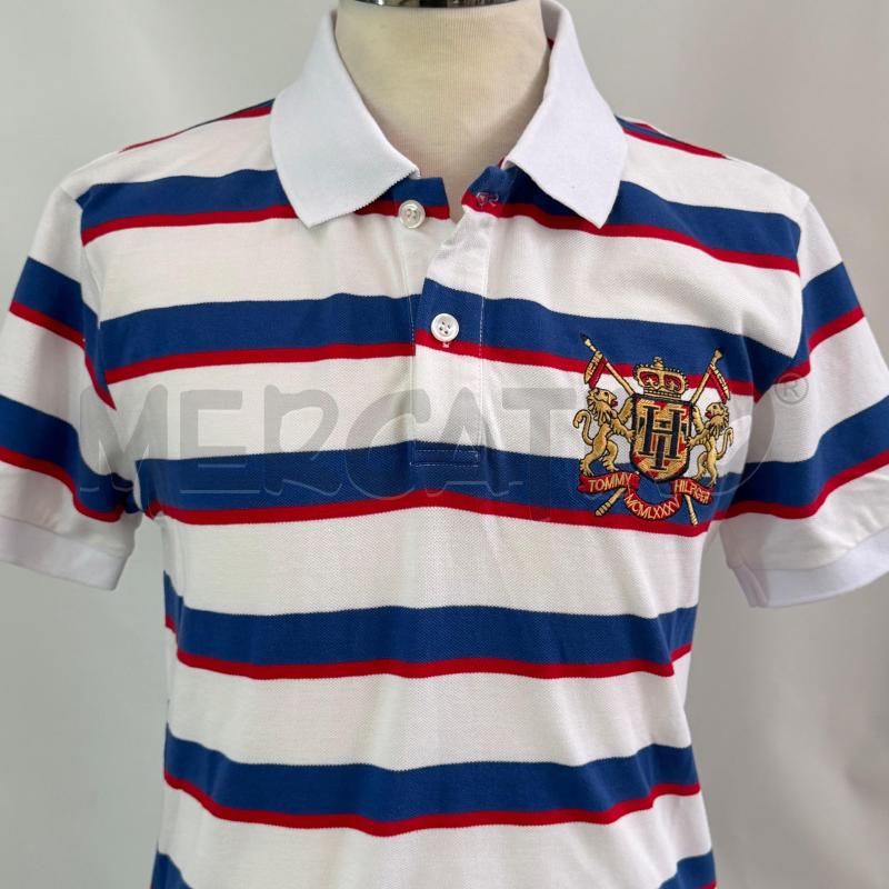 POLO UOMO TOMMY H RIGHE BIANCO BLU | Mercatino dell'Usato Casoria 2