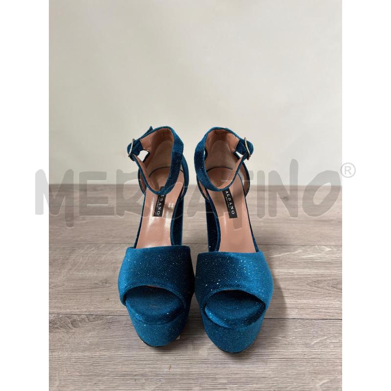 SCARPE DONNA ALBANO BLU LUREX TACCO  | Mercatino dell'Usato Casoria 1