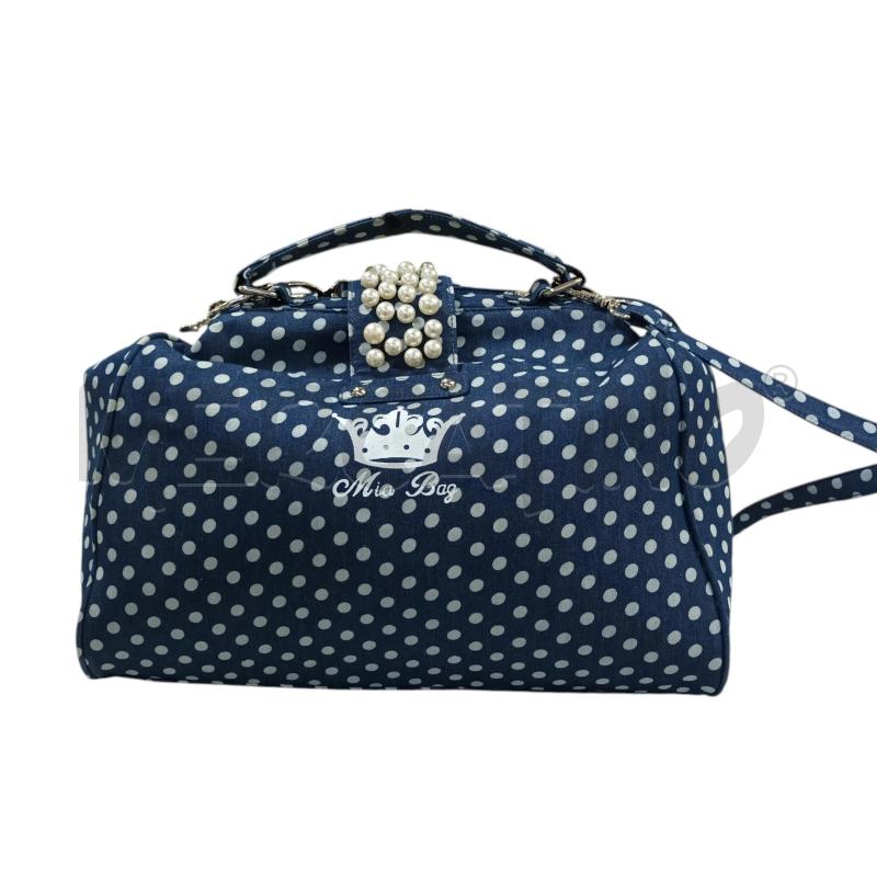 BORSA DONNA MIA BAG BLU PALLINI BIANCHI | Mercatino dell'Usato Napoli 2