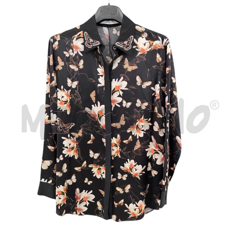 CAMICIA DONNA GIVENCHY NERA FIORI BIANCO | Mercatino dell'Usato Napoli 1