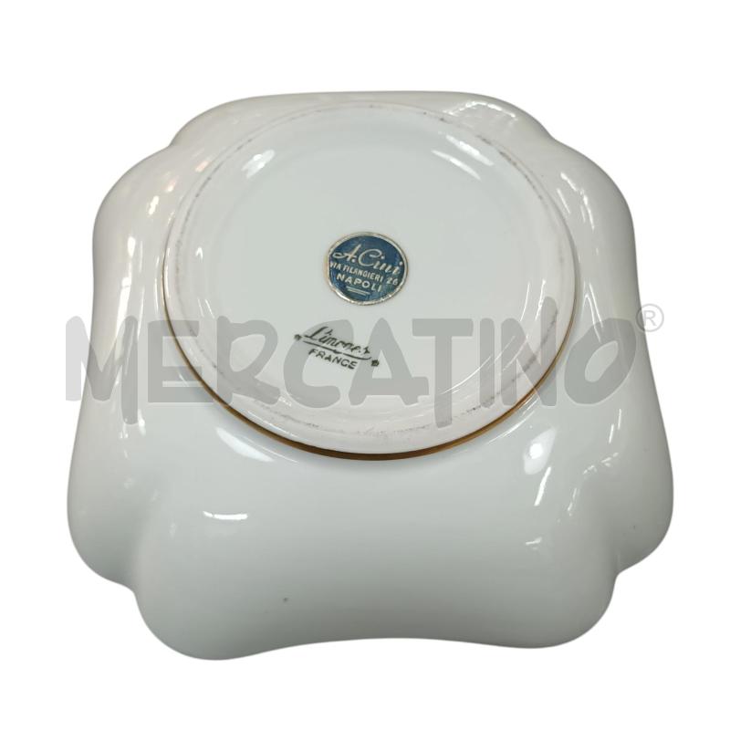 CIOTOLA QUADRATA LIMOGES ROSSA DORATA FIORI | Mercatino dell'Usato Napoli 4