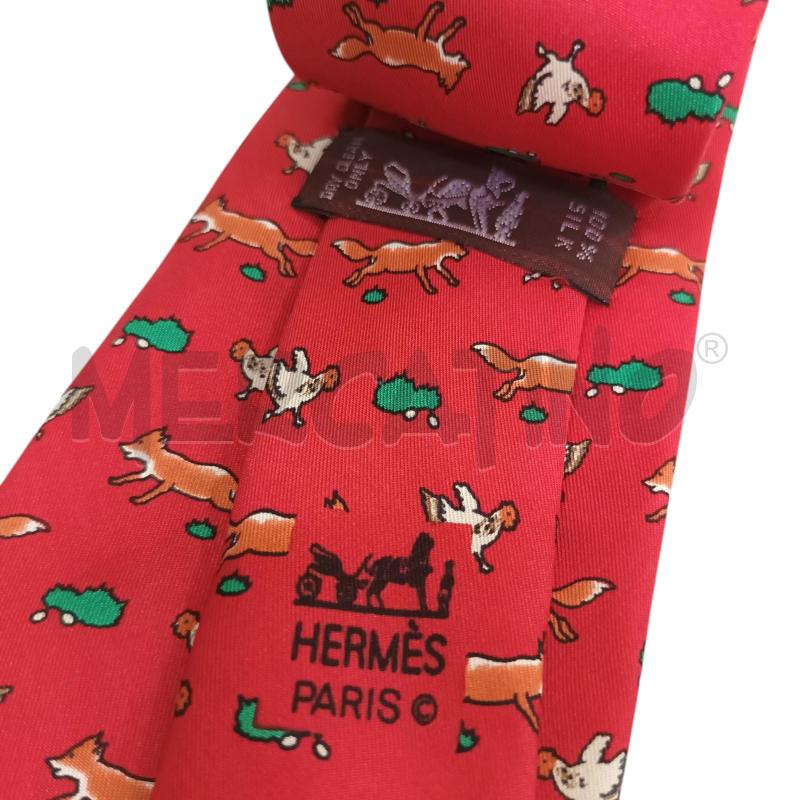 CRAVATTA HERMES ROSSA ANIMALI | Mercatino dell'Usato Napoli 3