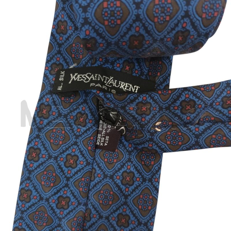 CRAVATTA YVES SAINT LAURENT BLU FANTASIA | Mercatino dell'Usato Napoli 2