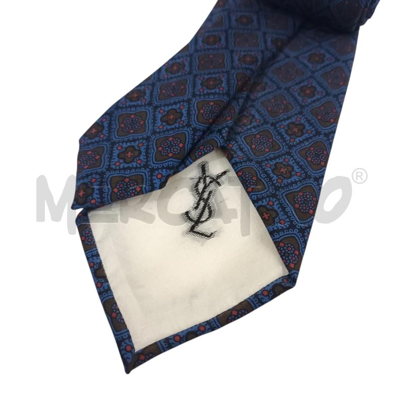 CRAVATTA YVES SAINT LAURENT BLU FANTASIA | Mercatino dell'Usato Napoli 3