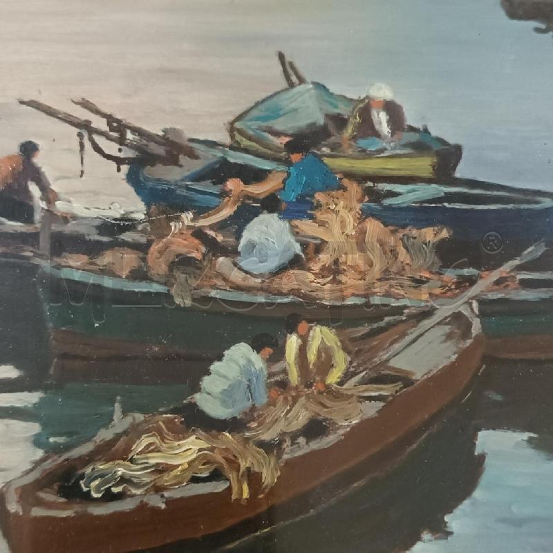 DIPINTO GRUPPO BARCHE CORNICE RADICA | Mercatino dell'Usato Napoli 4
