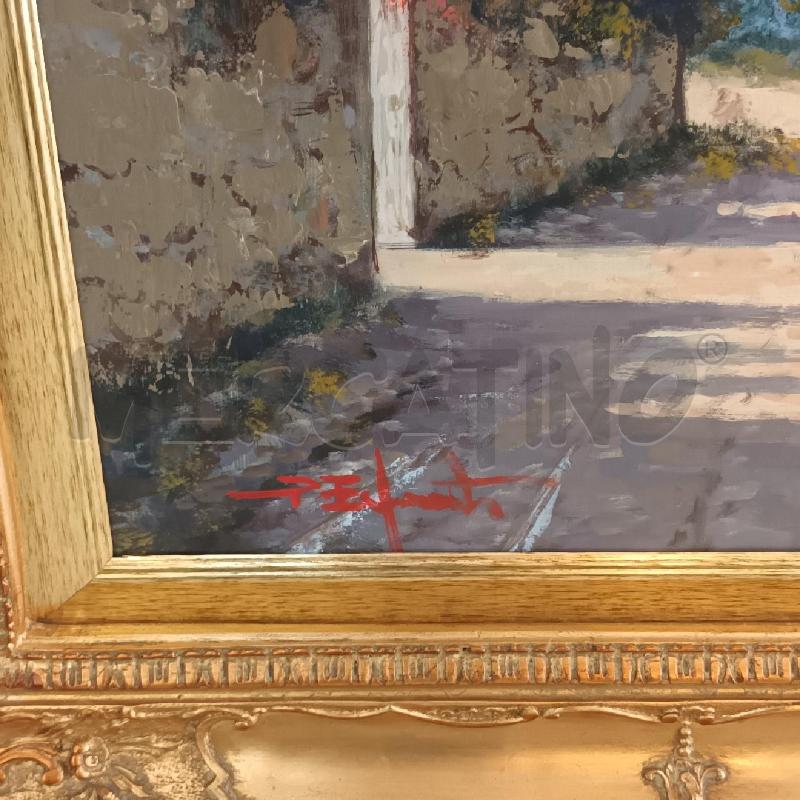 DIPINTO PAESAGGIO COSTIERA CON CHIESA CORN DORATA | Mercatino dell'Usato Napoli 5