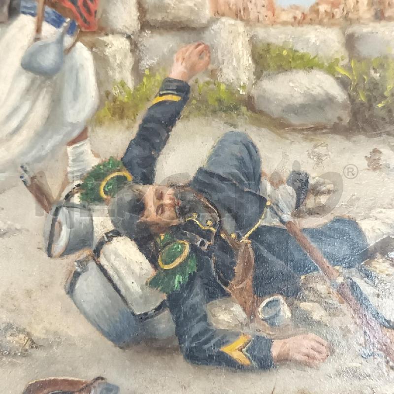DIPINTO PERSONAGGI IN GUERRA CORNICE BORDEAU' | Mercatino dell'Usato Napoli 4