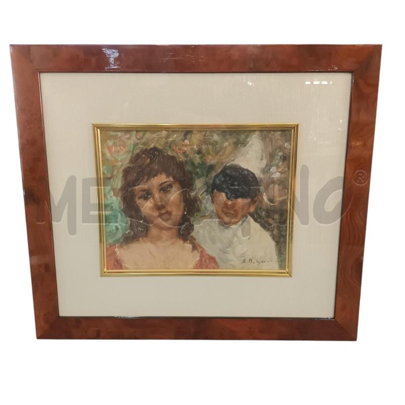 DIPINTO PULCINELLA CON DONNA CORNICE RADICA | Mercatino dell'Usato Napoli 1