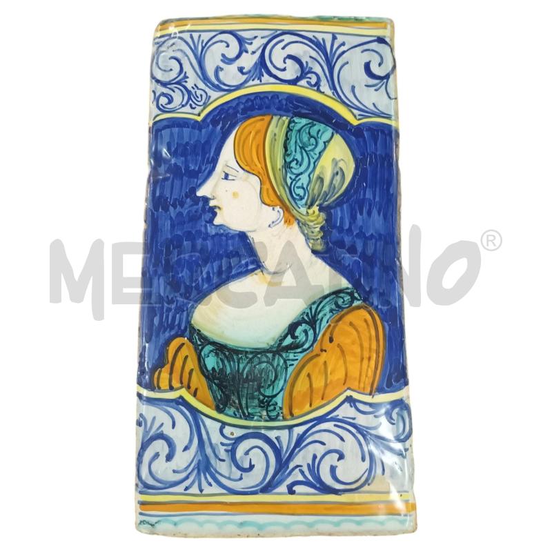 MAIOLICA CASTELLI FIGURA DONNA FONDO BLU | Mercatino dell'Usato Napoli 1