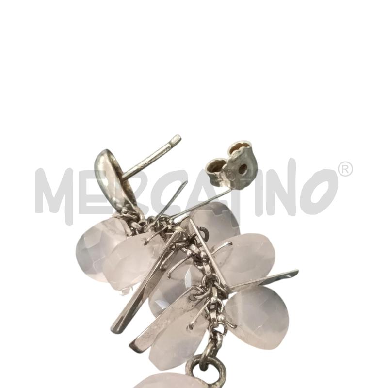 ORECCHINI PENDENTI ROSA E METALLO | Mercatino dell'Usato Napoli 3