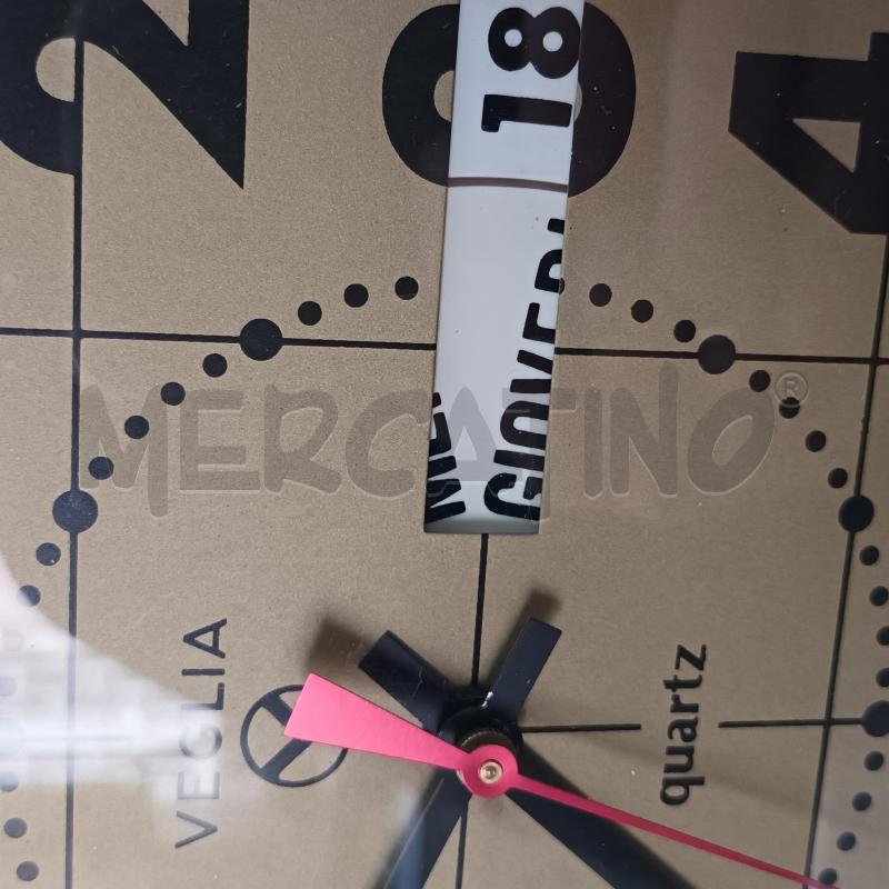 OROLOGIO DA MURO VEGLIA QUADRATO LEGNO BORDI BRONZATI | Mercatino dell'Usato Napoli 3
