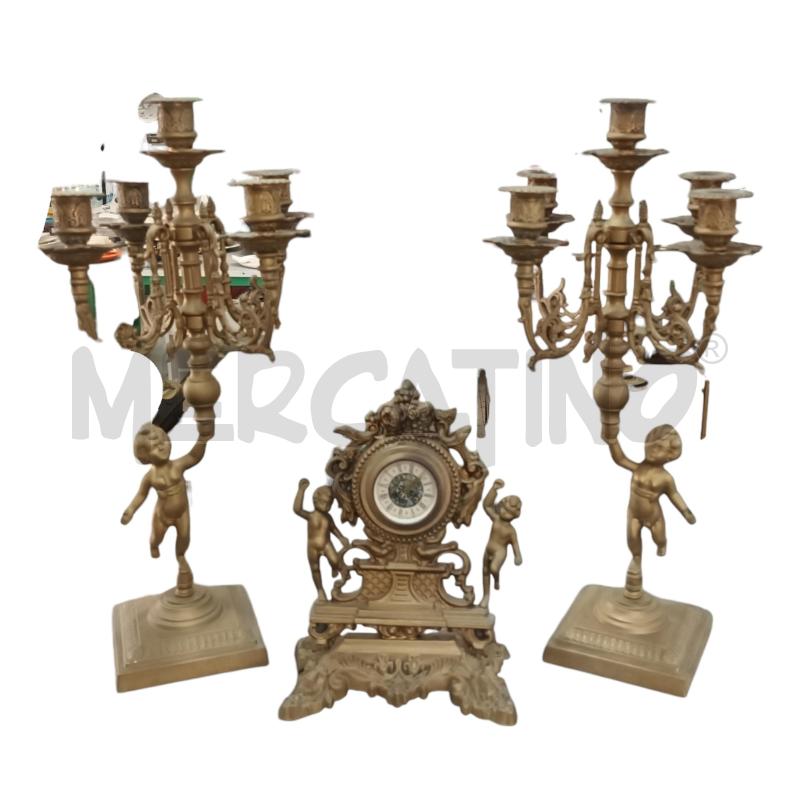 OROLOGIO DA TAVOLO A CORDA+ CANDELABRI PZ.2 PUTTINI | Mercatino dell'Usato Napoli 1