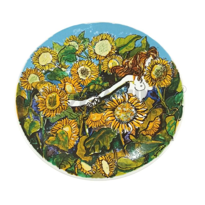 PIATTO FIGURE TRA I GIRASOLI 1986 | Mercatino dell'Usato Napoli 1