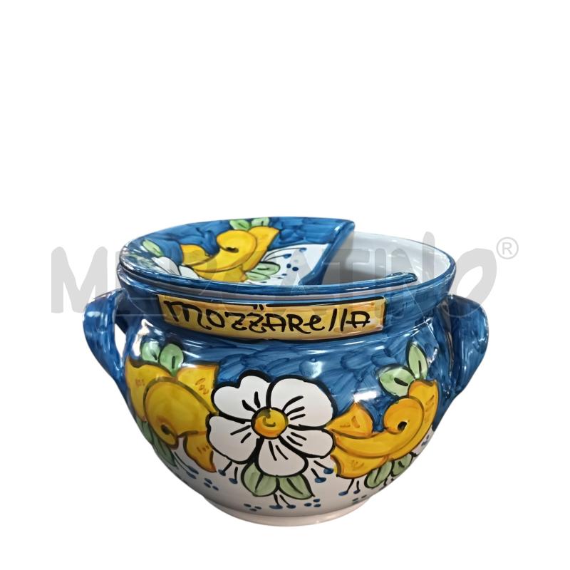PORTA MOZZARELLA VIETRI SMALTATO BLU FIORI BIANCHI GIALLI | Mercatino dell'Usato Napoli 1