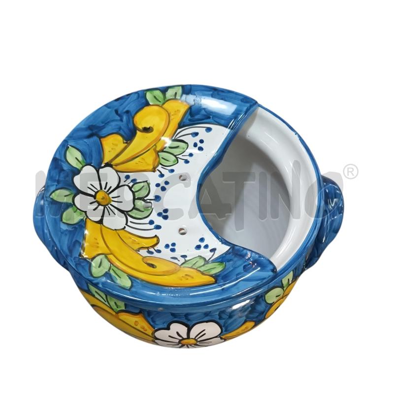 PORTA MOZZARELLA VIETRI SMALTATO BLU FIORI BIANCHI GIALLI | Mercatino dell'Usato Napoli 2