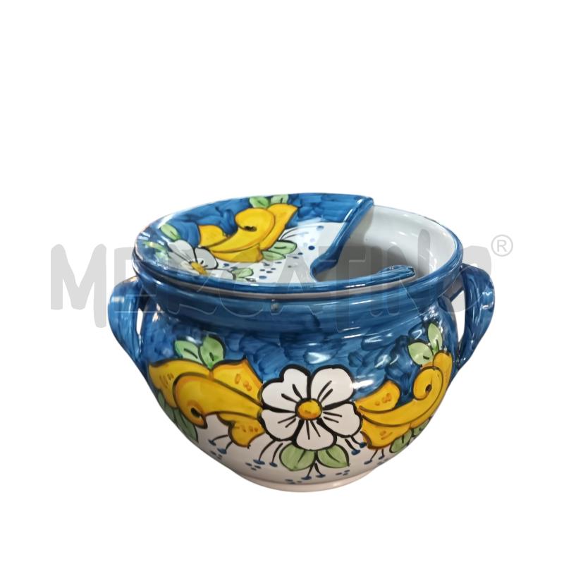 PORTA MOZZARELLA VIETRI SMALTATO BLU FIORI BIANCHI GIALLI | Mercatino dell'Usato Napoli 4