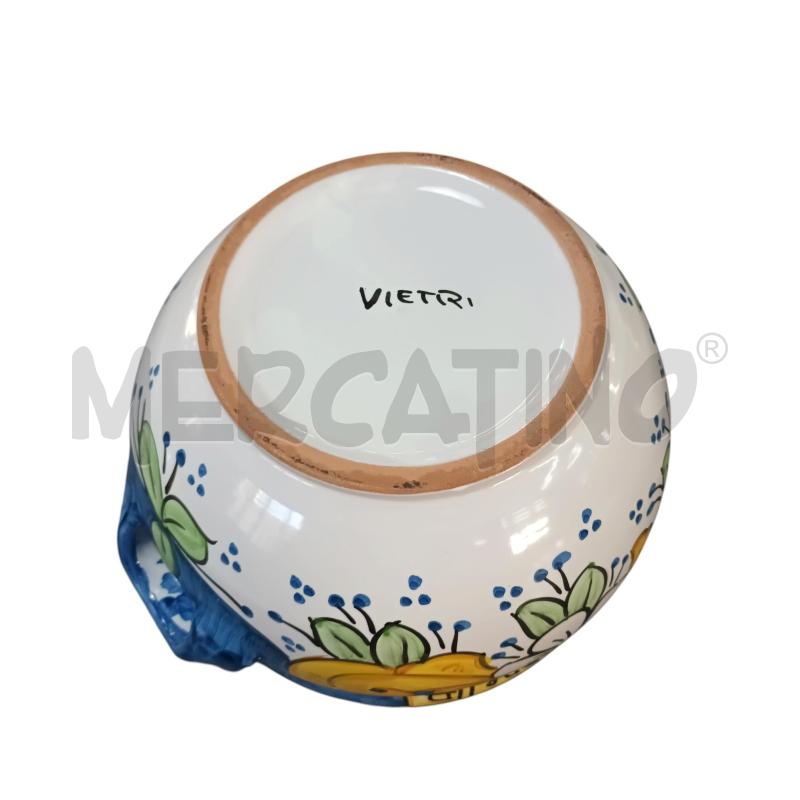 PORTA MOZZARELLA VIETRI SMALTATO BLU FIORI BIANCHI GIALLI | Mercatino dell'Usato Napoli 5