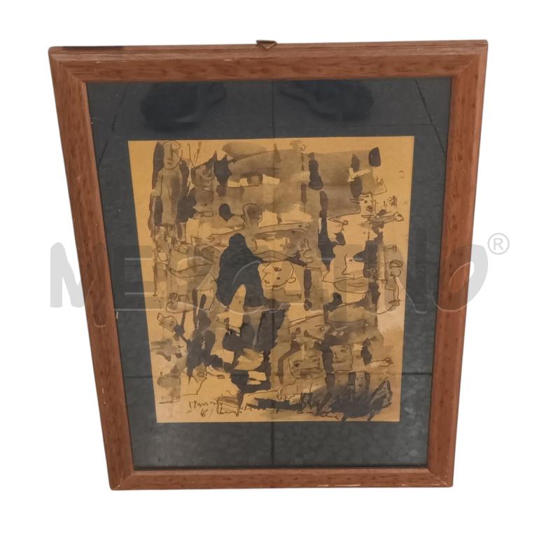 QUADRO CHINA ASTRATTO FIGURE VOLTI CORNICE LEGNO | Mercatino dell'Usato Napoli 1