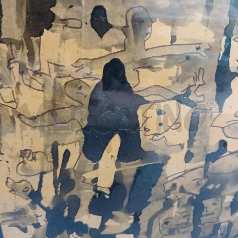 QUADRO CHINA ASTRATTO FIGURE VOLTI CORNICE LEGNO | Mercatino dell'Usato Napoli 4