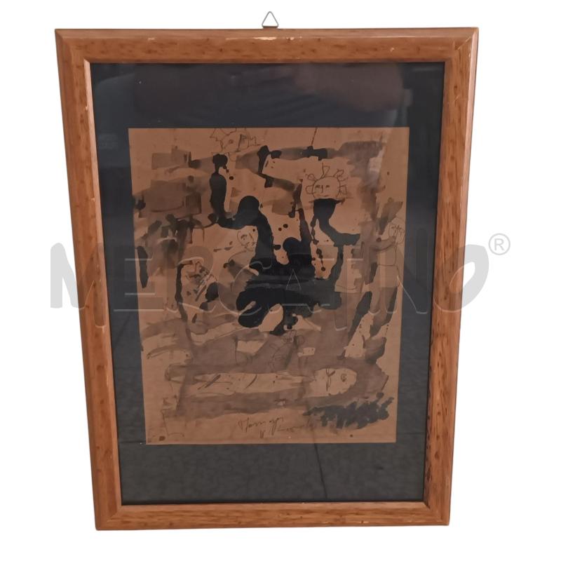QUADRO CHINA FIGURE ASTRATTE CORNICE LEGNO | Mercatino dell'Usato Napoli 1