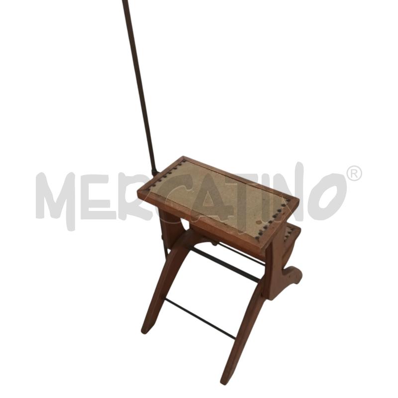 SGABELLO 2 SCALINI ASTA BRONZATA LEGNO TESSUTO | Mercatino dell'Usato Napoli 2
