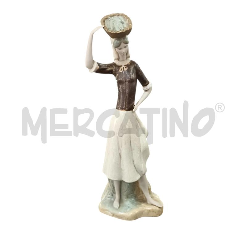 STATUA MIGUEL DONNA BEIGE MARRONE CESTA PESCE | Mercatino dell'Usato Napoli 1