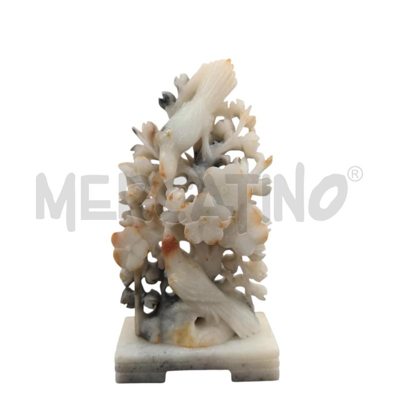 STATUINA UCCELLI FIORI RAMI CON BASE CHIARA | Mercatino dell'Usato Napoli 1