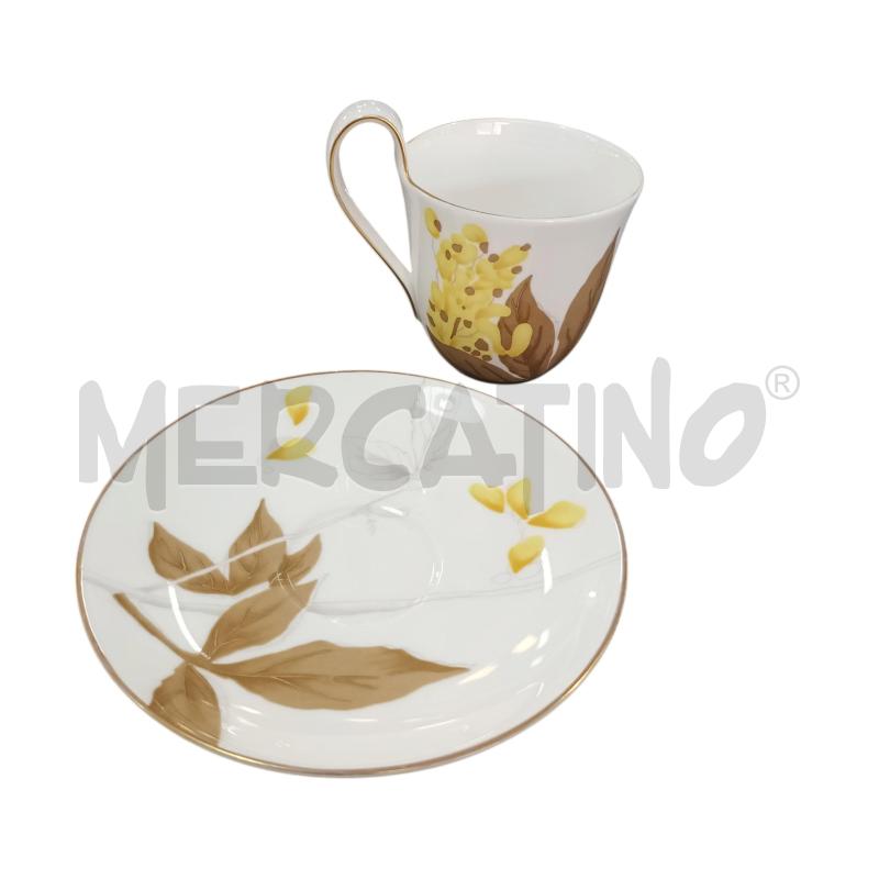 TAZZA ROYAL COPENHAGEN BIANCO FOGLIA MARRONE GIALLO+PIATTINO | Mercatino dell'Usato Napoli 2