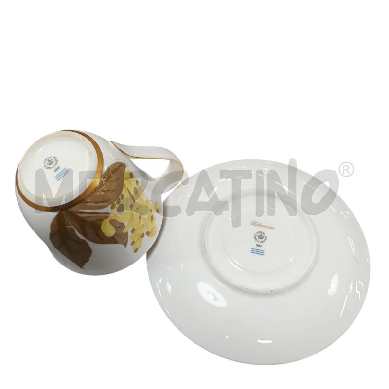 TAZZA ROYAL COPENHAGEN BIANCO FOGLIA MARRONE GIALLO+PIATTINO | Mercatino dell'Usato Napoli 4