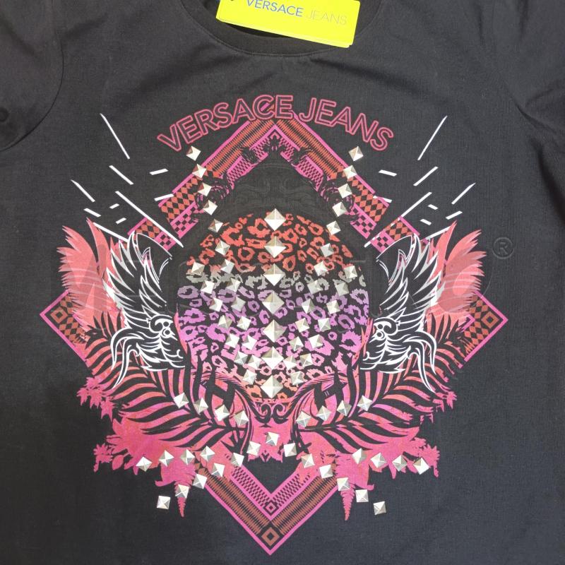 T SHIRT DONNA VERSACE JEANS NERA BORCHIE QUADRATE | Mercatino dell'Usato Napoli 3