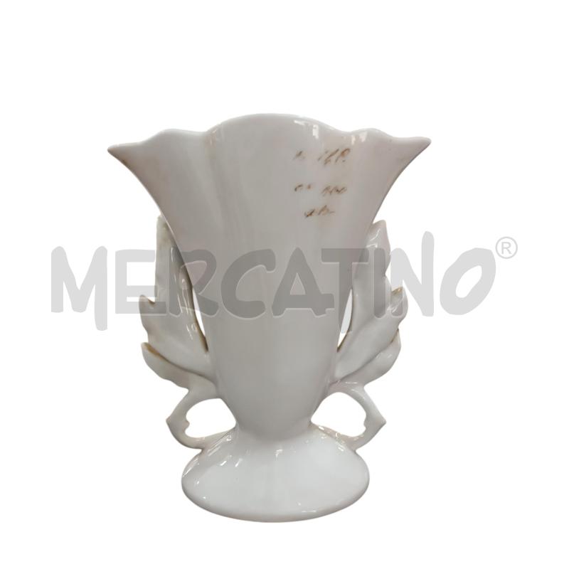 VASO BIANCO MANICI FOGLIE DORATI FIORI RILIEVO | Mercatino dell'Usato Napoli 3