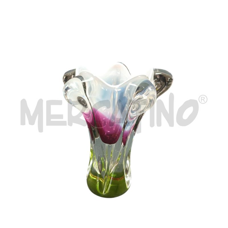 VASO VETRO GIALLO VIOLA BIANCO | Mercatino dell'Usato Napoli 1