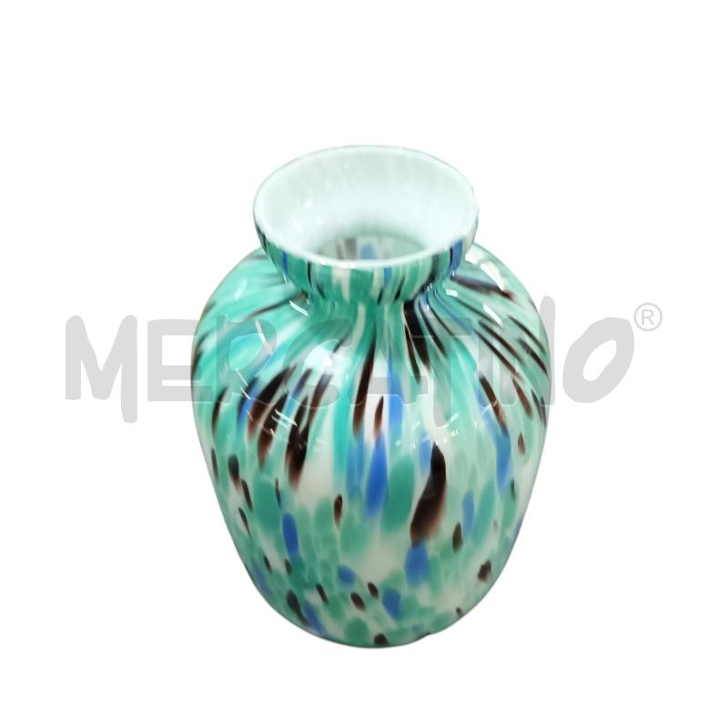 VASO VETRO VERDE BIANCO POIS | Mercatino dell'Usato Napoli 2