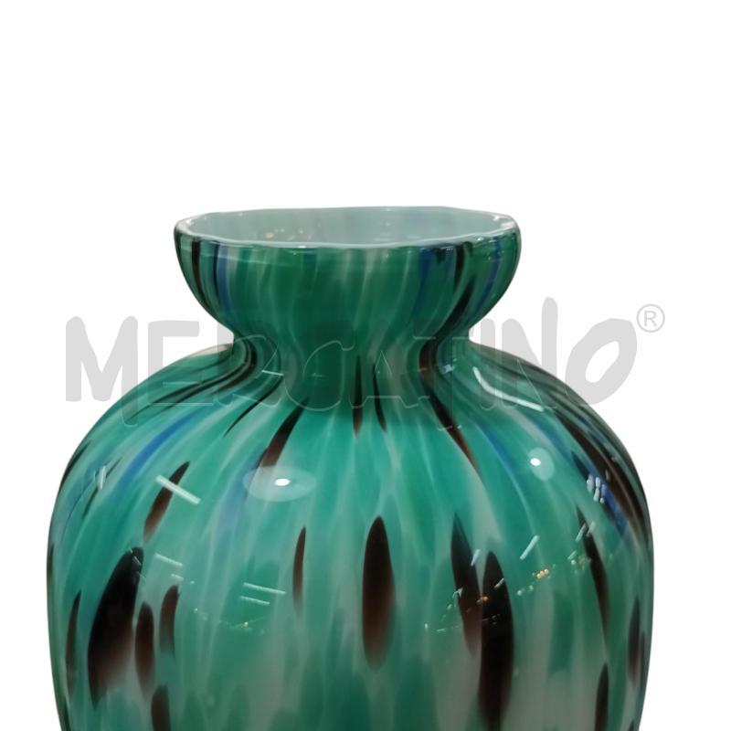 VASO VETRO VERDE BIANCO POIS | Mercatino dell'Usato Napoli 3