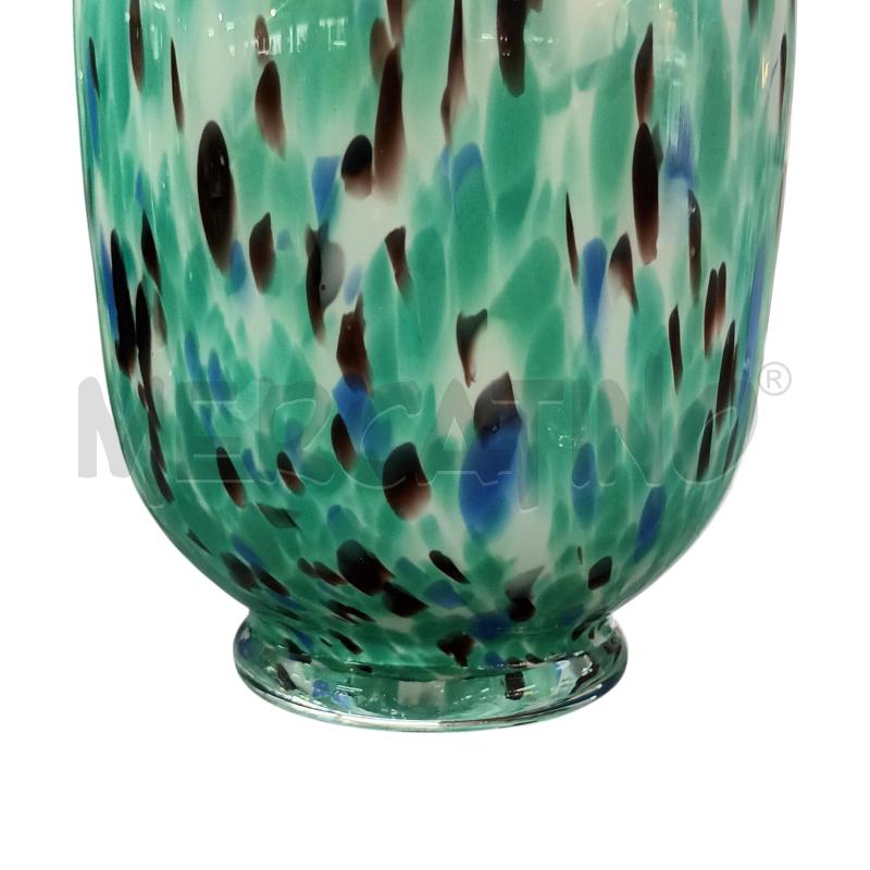 VASO VETRO VERDE BIANCO POIS | Mercatino dell'Usato Napoli 4