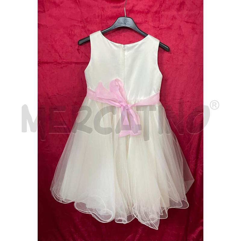 VESTITO BAMBINA ELEGANTE BIANCO FIOCCO ROSA  | Mercatino dell'Usato Brusciano 2