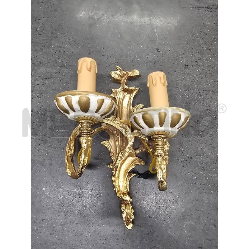 APPLIQUE DORATO 2 LUCI BIANCO DORATO | Mercatino dell'Usato Acerra 1