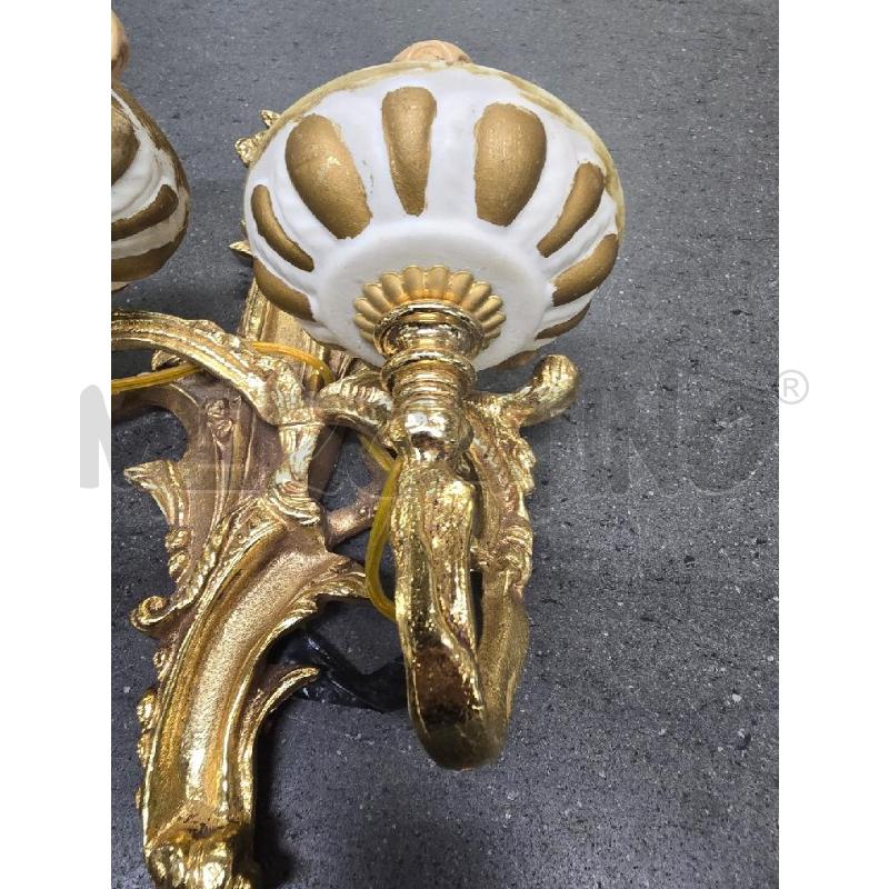 APPLIQUE DORATO 2 LUCI BIANCO DORATO | Mercatino dell'Usato Acerra 2