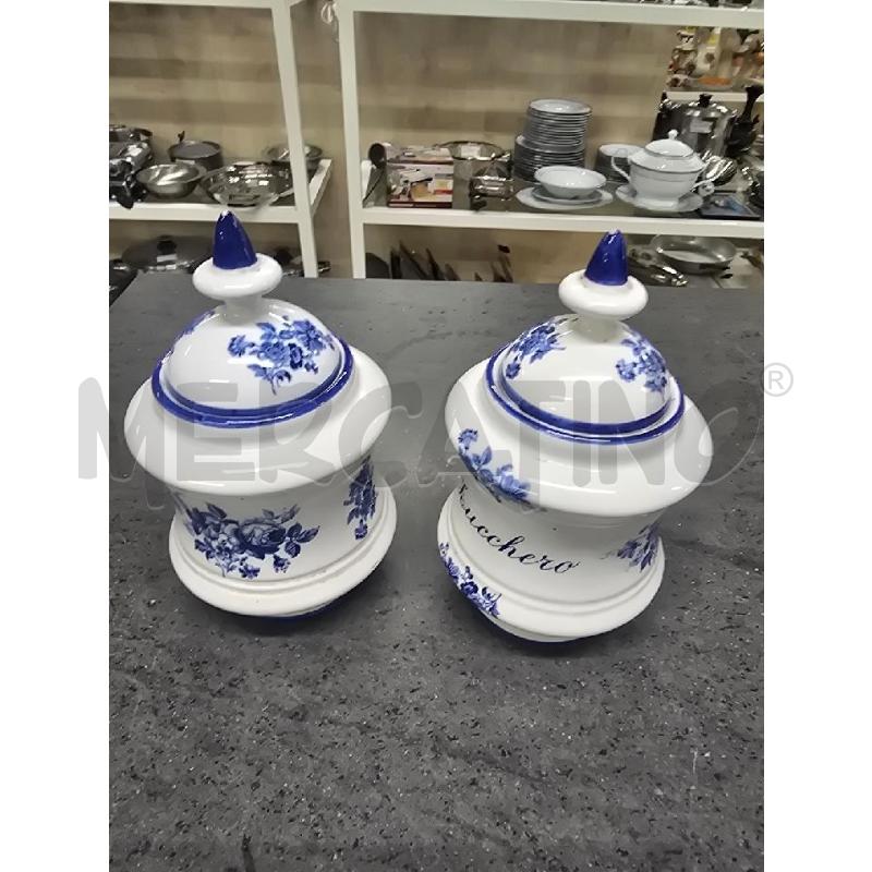 BARATTOLI PZ. 2 BIANCO DECORI FIORI BLU | Mercatino dell'Usato Acerra 1