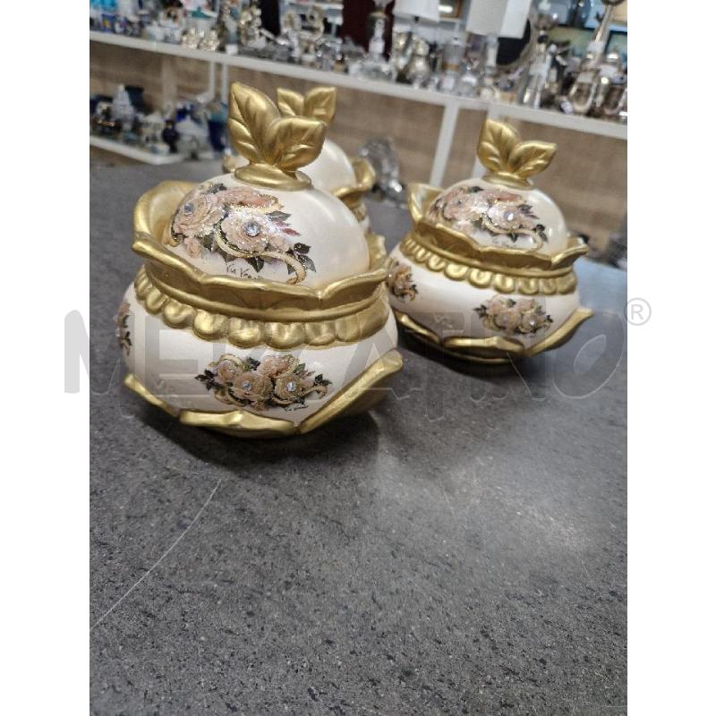BARATTOLI PZ. 3 BIANCO DORATO FIORI | Mercatino dell'Usato Acerra 2