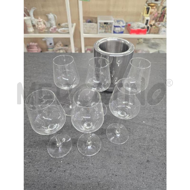 BICCHIERI PZ. 6 VETRO+PORTA GHIACCIO SILVER | Mercatino dell'Usato Acerra 1