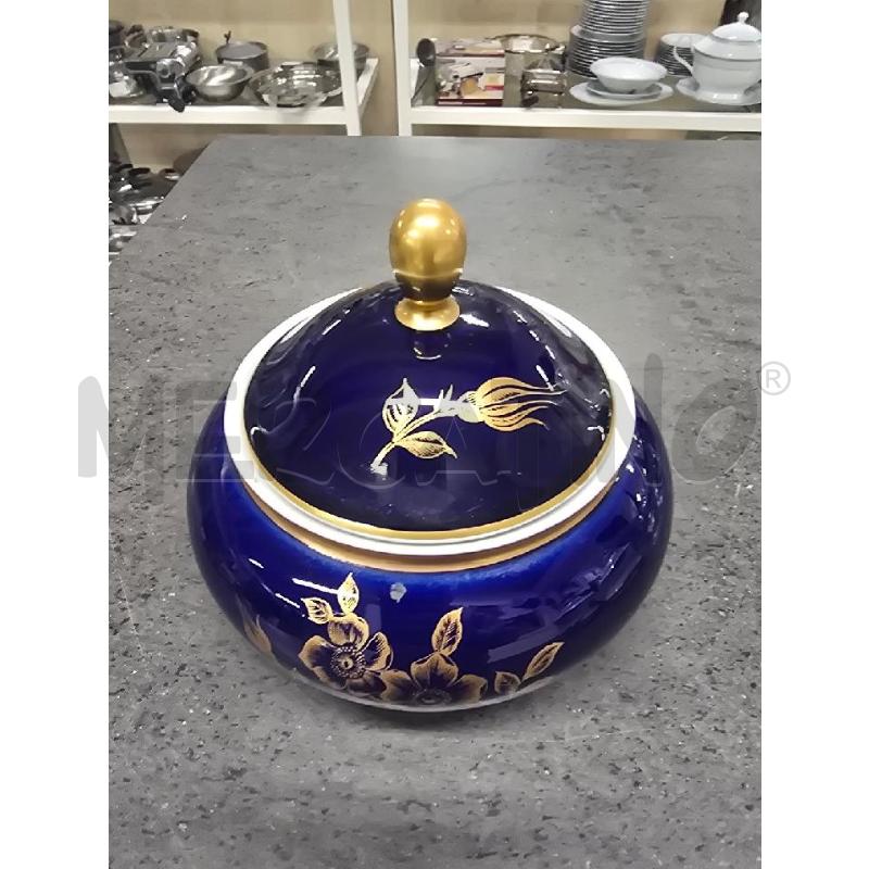 BISCOTTIERA BLU FIORI DORATI | Mercatino dell'Usato Acerra 1