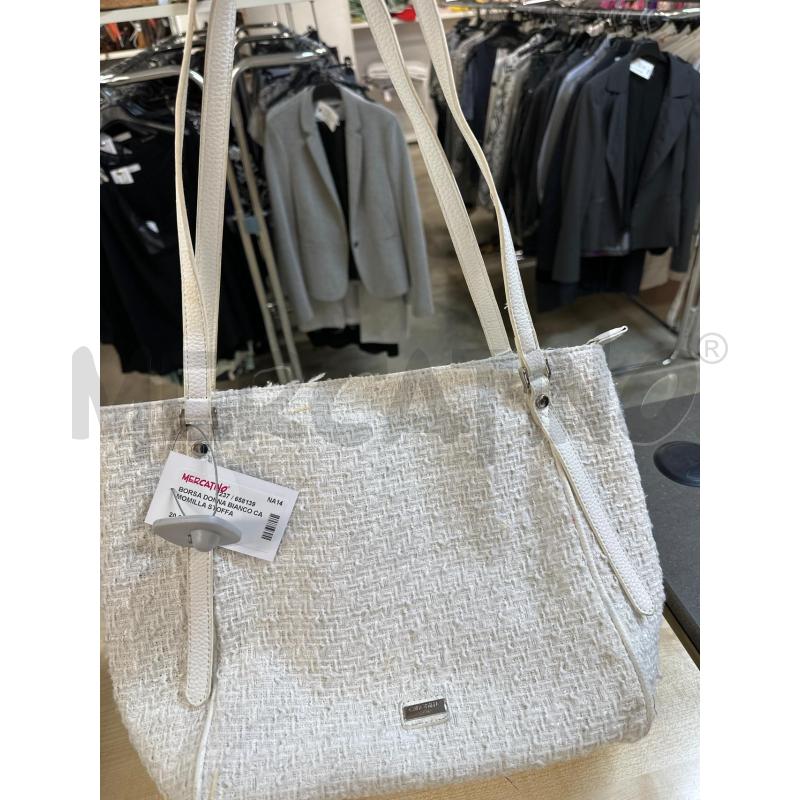 BORSA DONNA BIANCO CAMOMILLA STOFFA | Mercatino dell'Usato Acerra 1