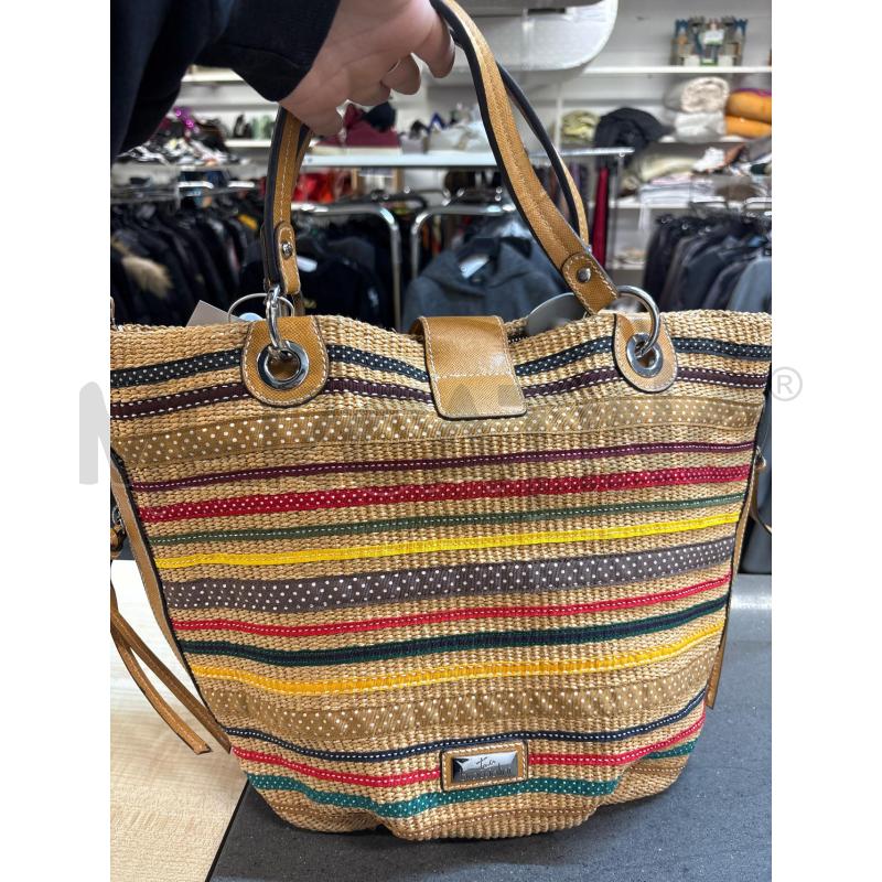 BORSA DONNA BRACCIALINI PAGLIA RIGHE COLORATE | Mercatino dell'Usato Acerra 1