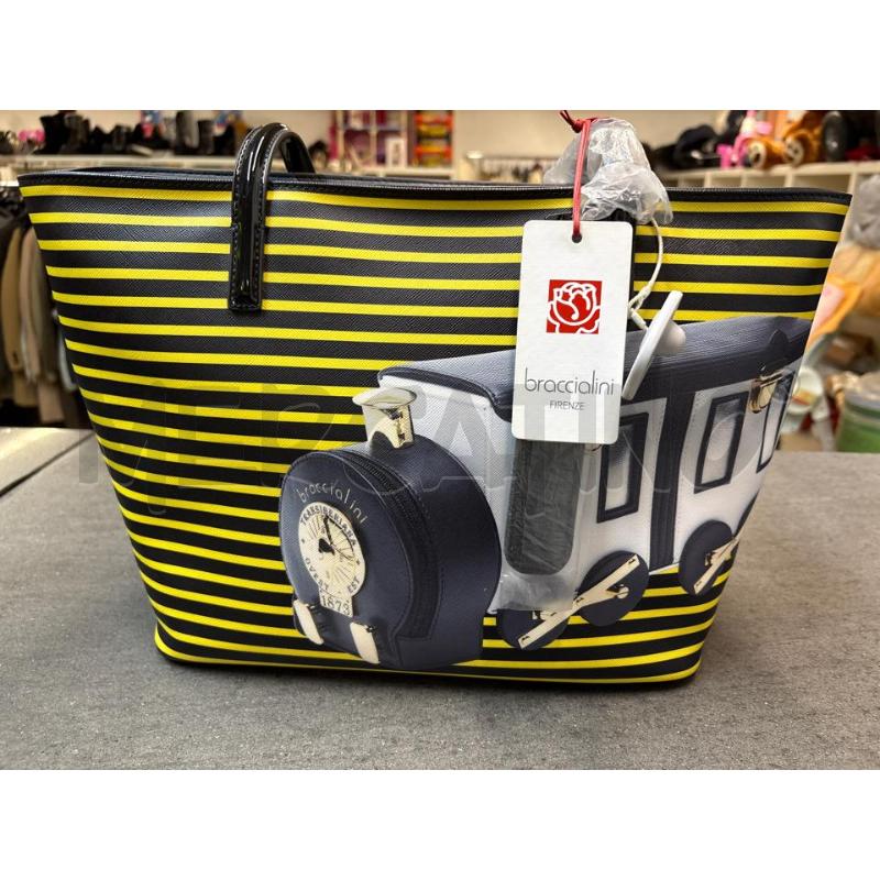 BORSA DONNA BRACCIALINI RIGHE GIALLO NERO | Mercatino dell'Usato Acerra 1