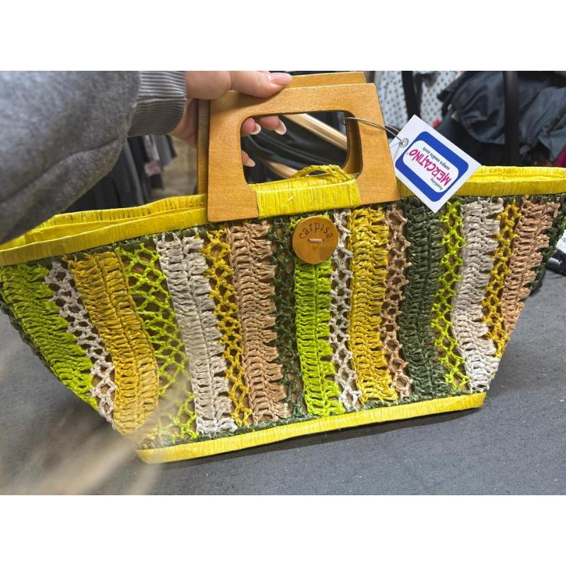 BORSA DONNA CARPISA PAGLIA GIALLO VERDE | Mercatino dell'Usato Acerra 1