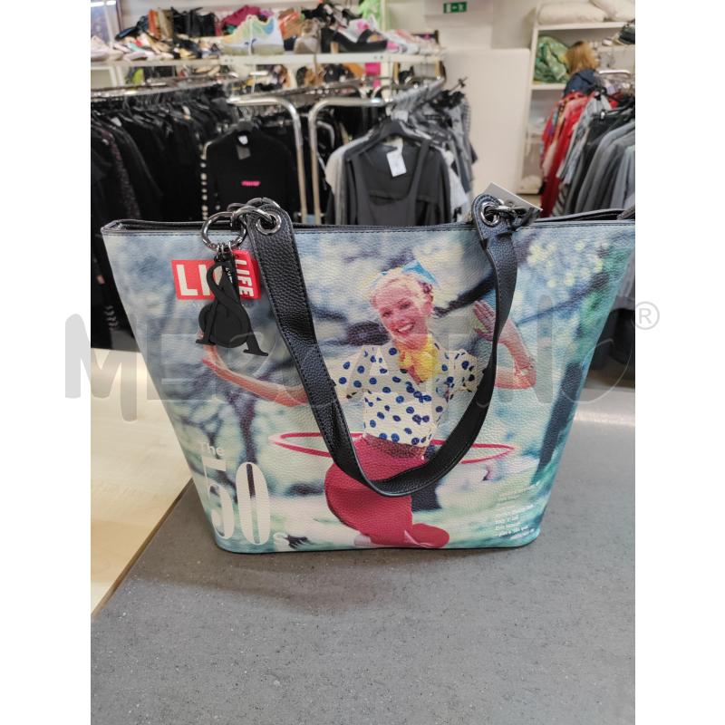 BORSA DONNA LIFE NERO CELESTE CON DONNA | Mercatino dell'Usato Acerra 1
