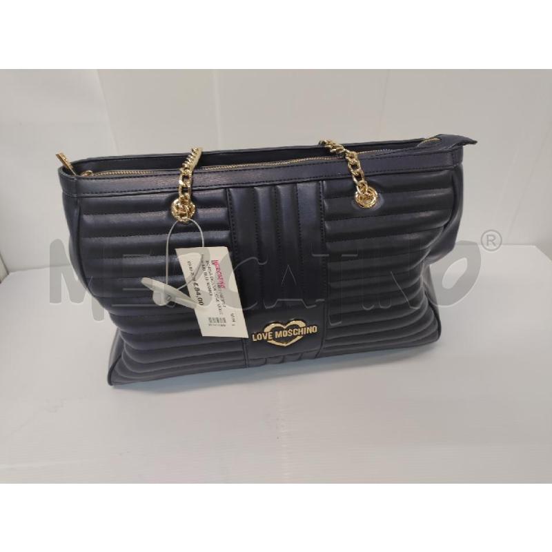 BORSA DONNA LOVE MOSCHINO BLU MANICI DORATI | Mercatino dell'Usato Acerra 1