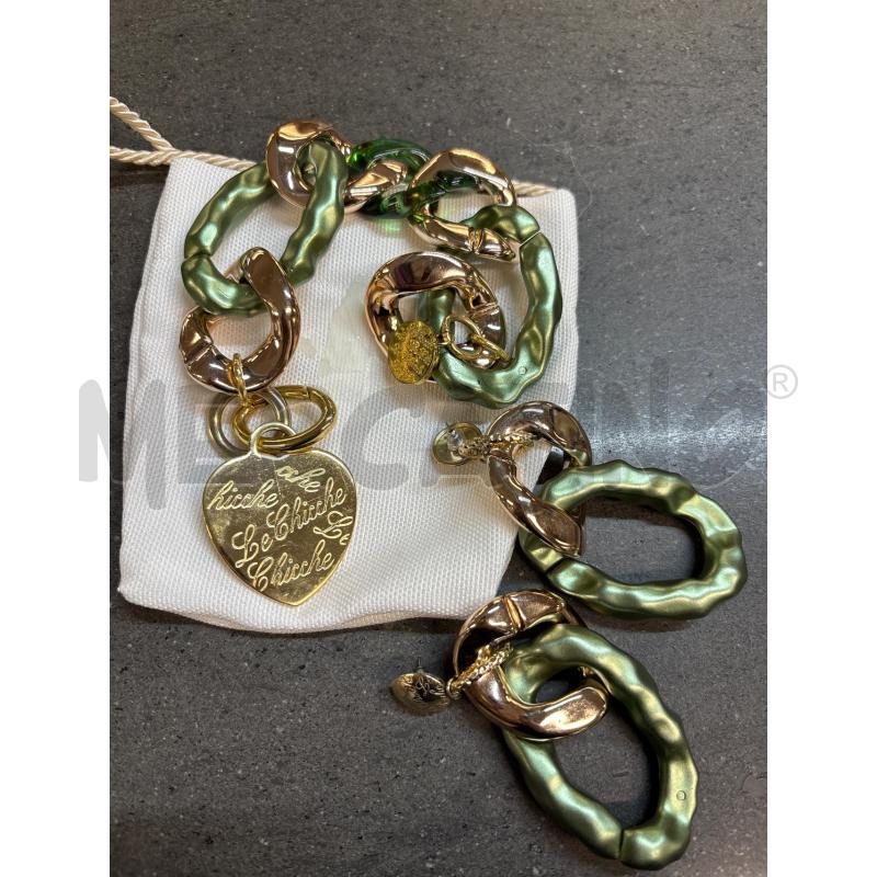 BRACCIALE+ORECCHINI VERDE DORATO LE CHICCHE | Mercatino dell'Usato Acerra 2