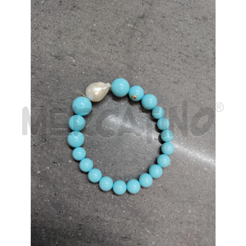 BRACCIALE PALLINE CELESTE UNA BIANCO | Mercatino dell'Usato Acerra 1